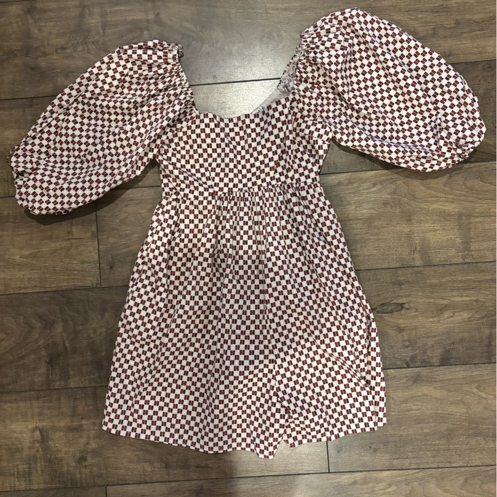 Abercrombie & Fitch Burgundy and White Checkered Romper